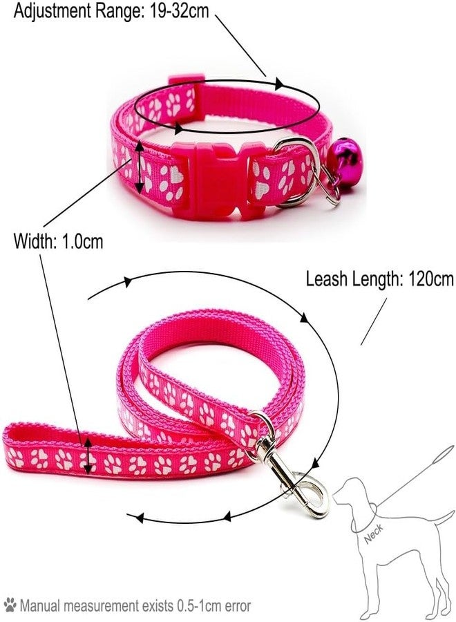 KsPups Pet Nylon Paw Printed Collar and Leash Set - Adjustable and Breathable Puppy Collar and Leash Set with Loudly Bell, Quick Release Clip Leash for Dogs Pack of-1 (Multicolor) - Image 3